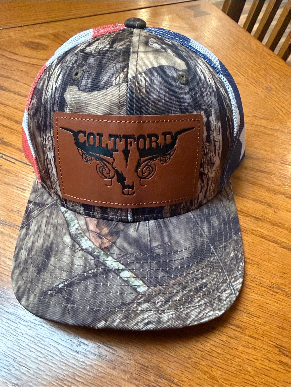Colt Ford Trucker Hat - Camo with Red/White/Blue Mesh